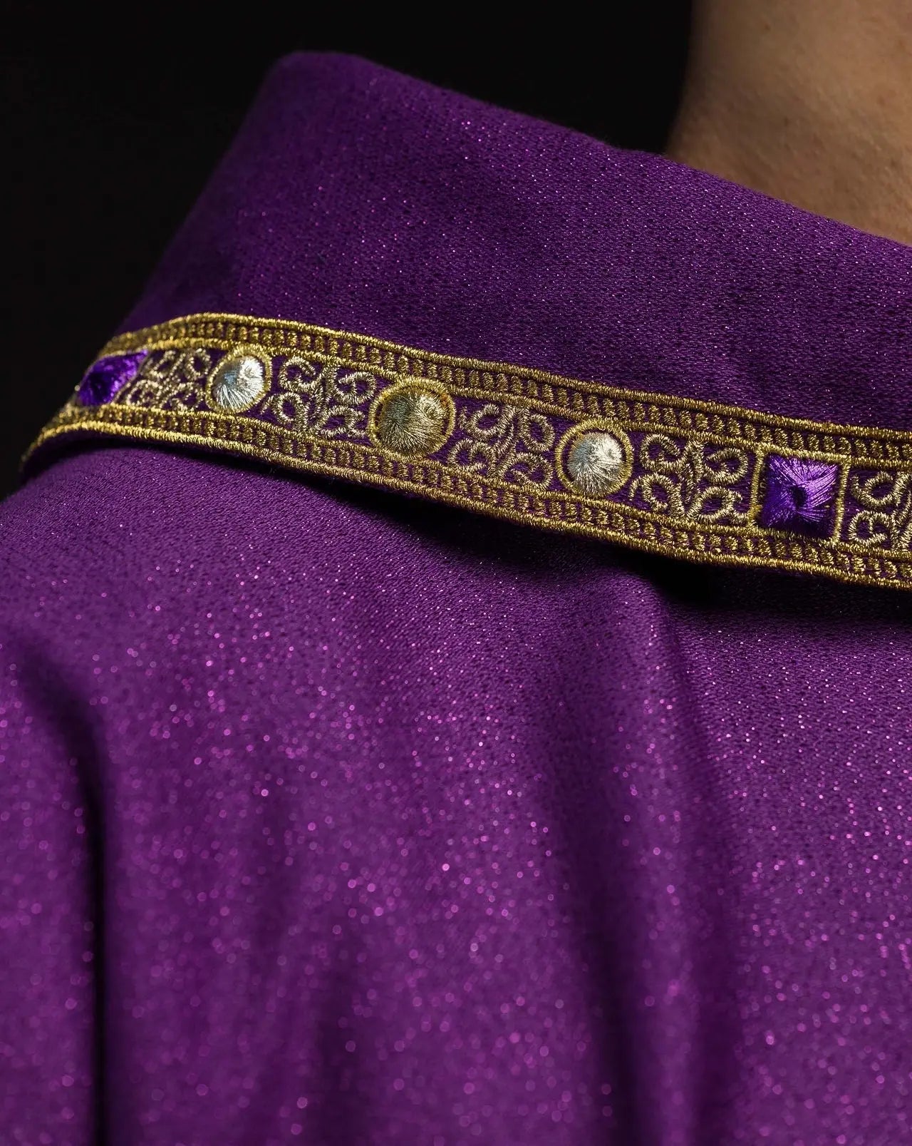 Embroidered Advent Chasuble Made from Shimmering Fabric