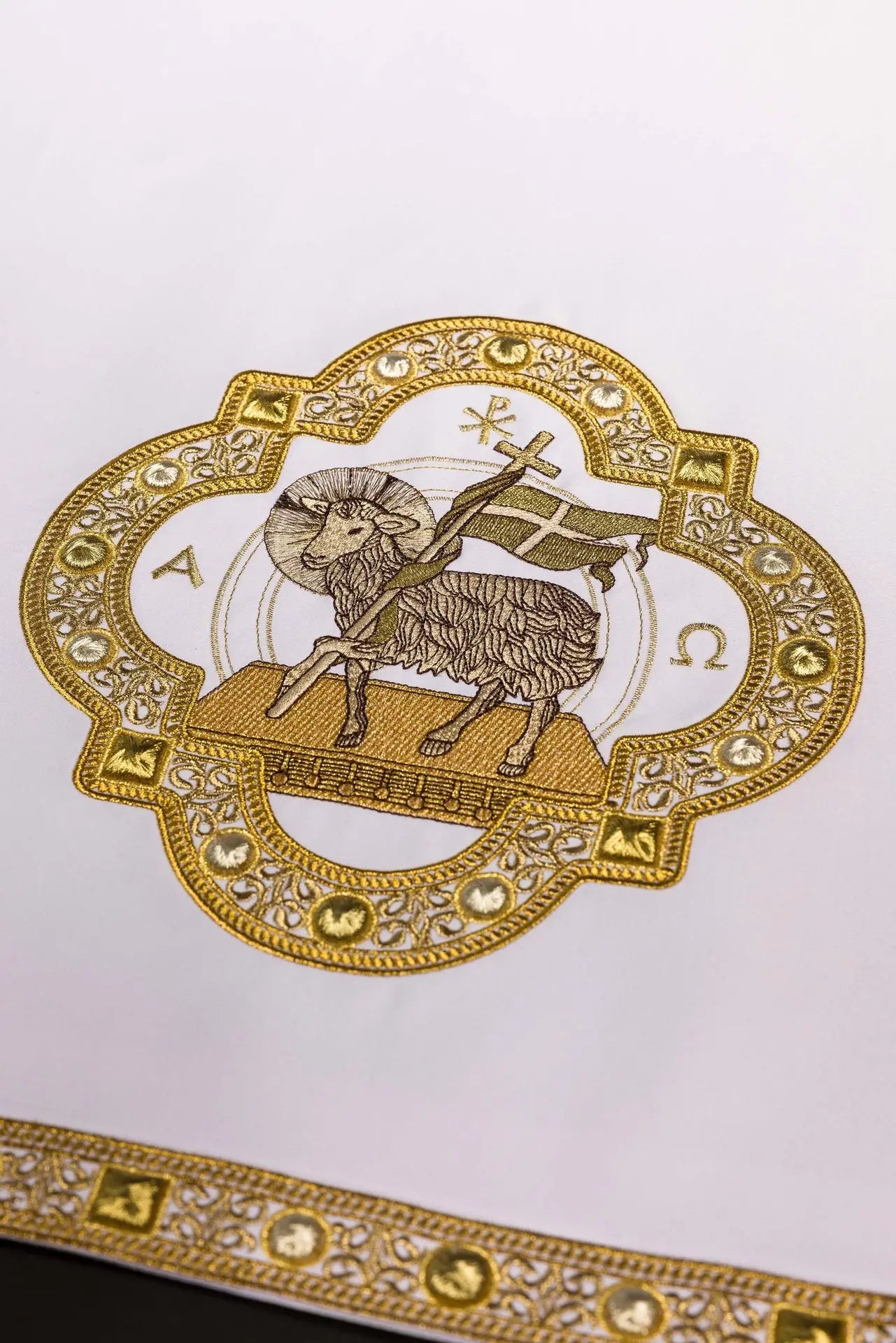 Easter Altar Cloth with Paschal Lamb and Alleluia Embroidery