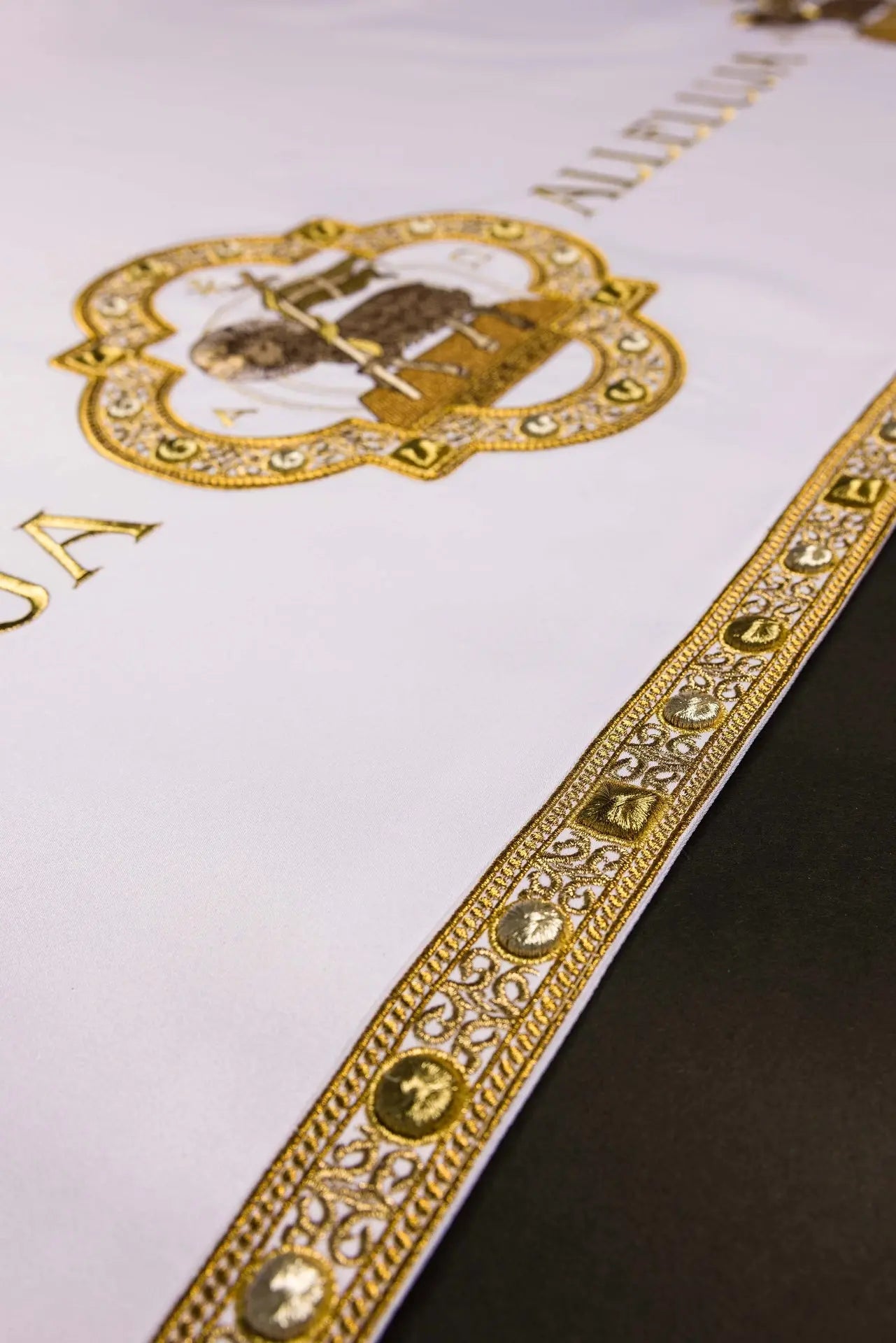Easter Altar Cloth with Paschal Lamb and Alleluia Embroidery