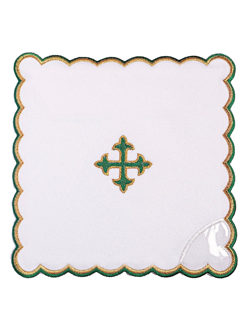 Bielizna kielichowa haftowana zielony krzyż