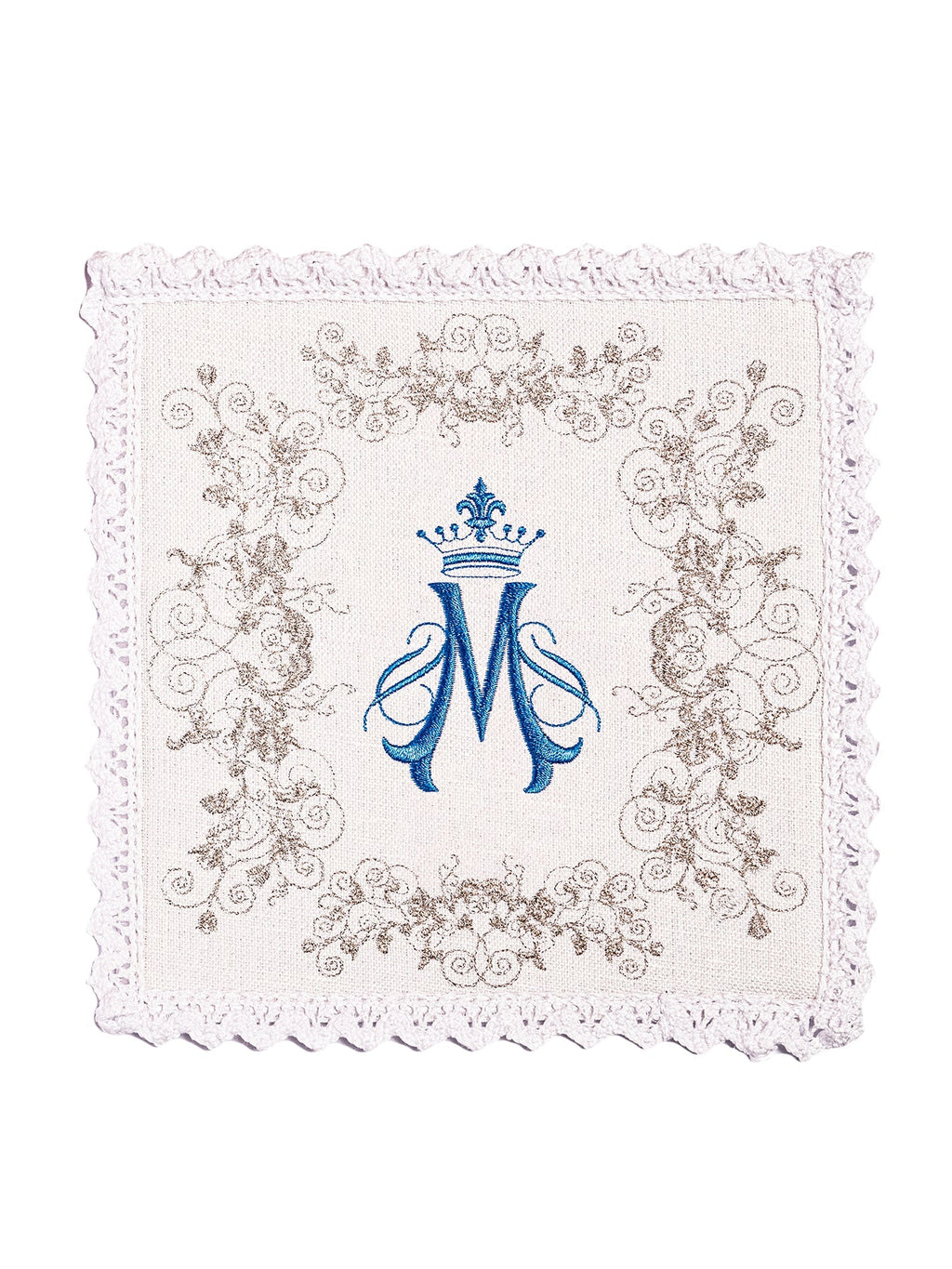 Bielizna kielichowa lniana haftowana Maryjny