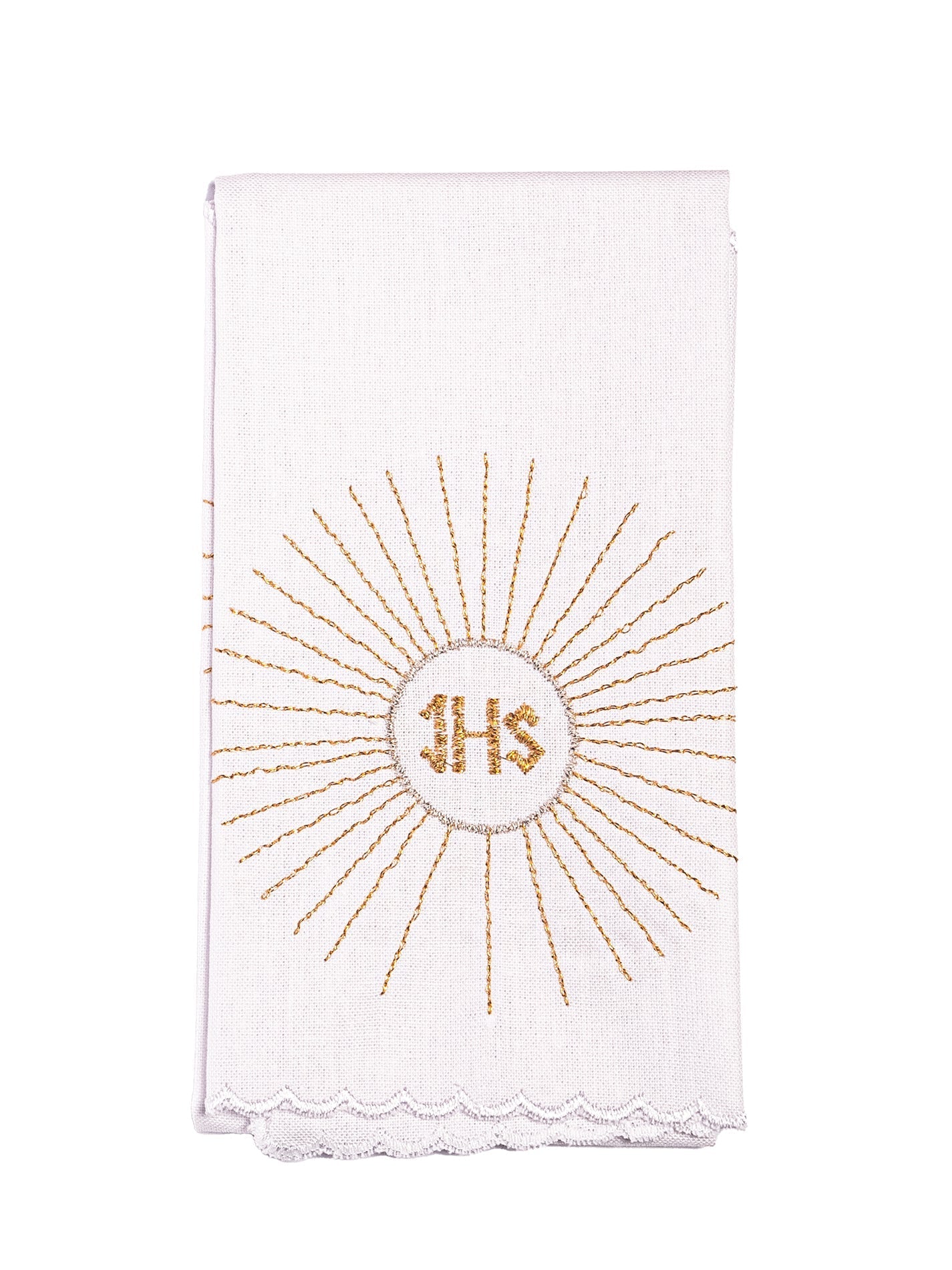 Bielizna kielichowa z złotym haftem kielicha i krzyżem