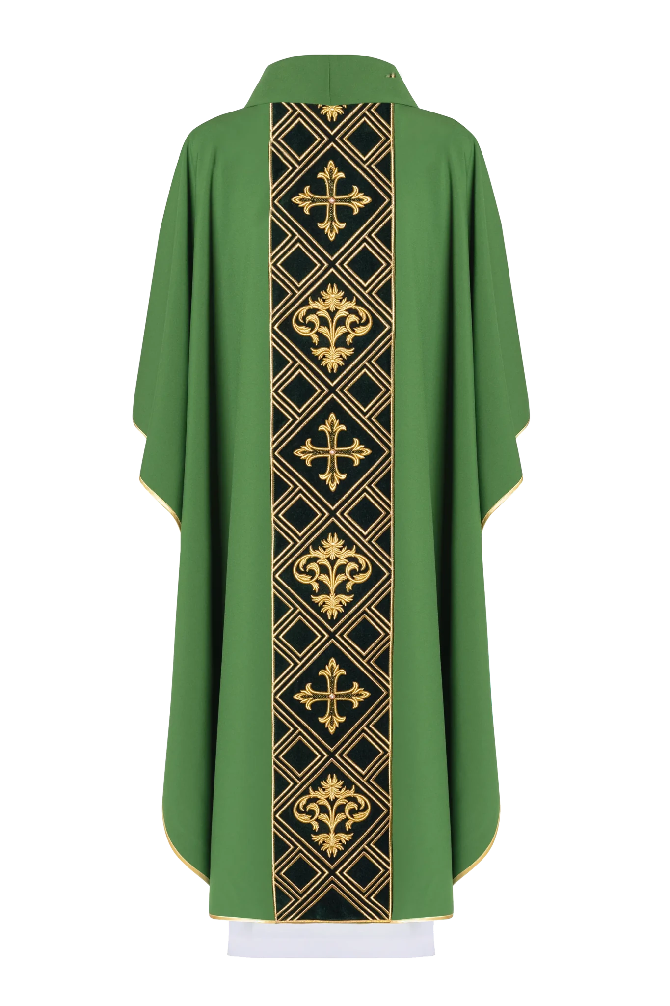 Chasuble with dark green belt made of velvet - HAFTINA ATELIER