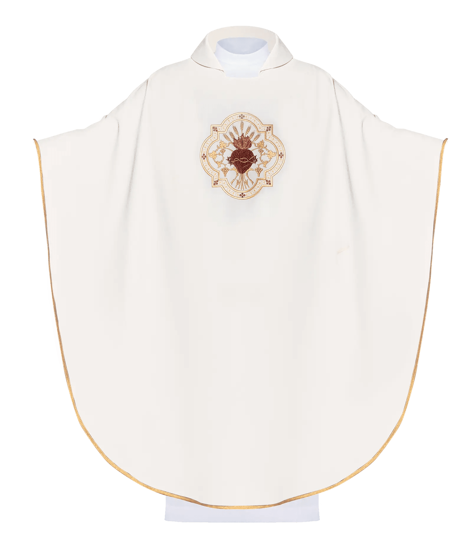 Chasuble with wide collar with embroidered NSPJ and Eucharistic chalice - HAFTINA ATELIER