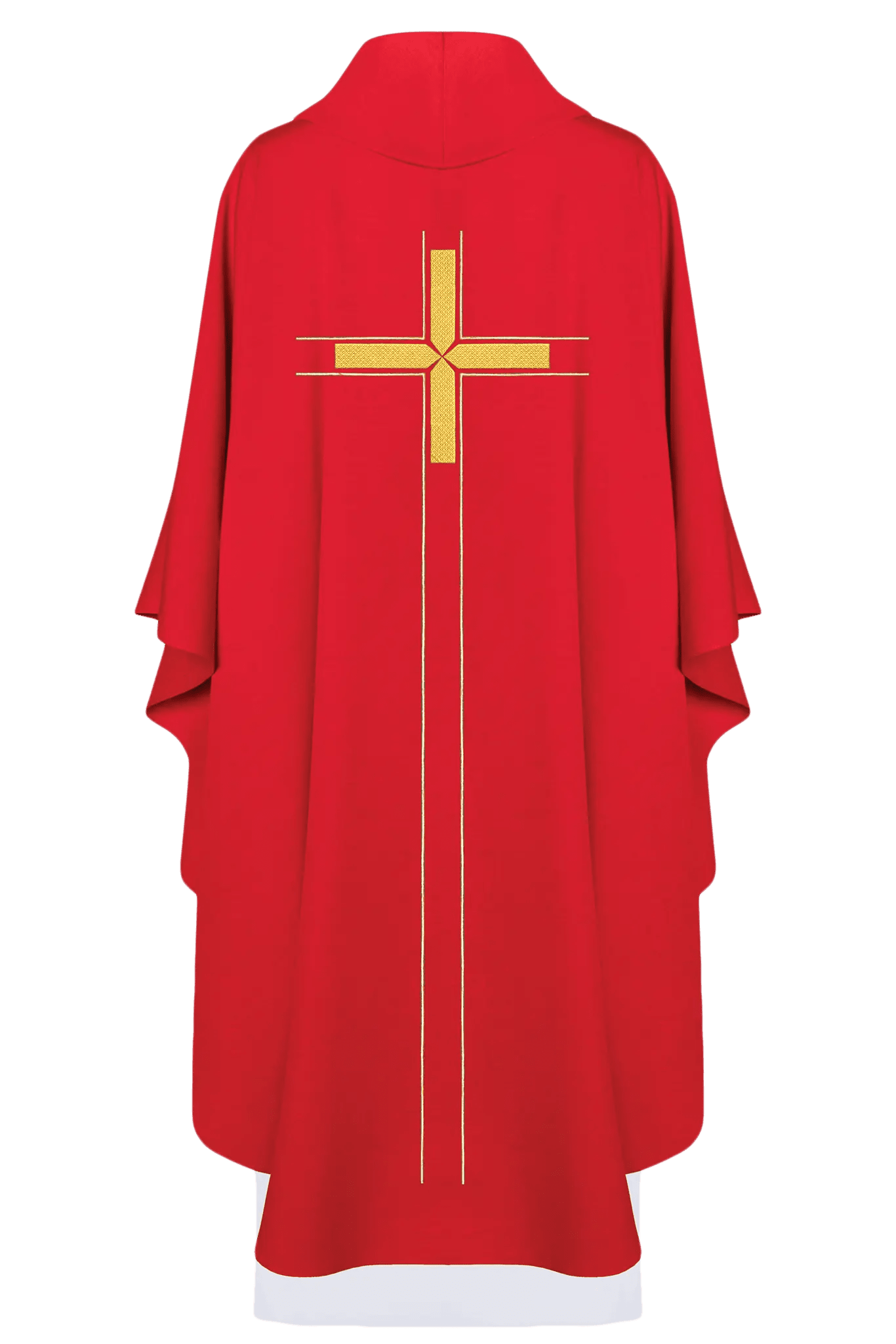 Czerwony ornat liturgiczny haftowany w minimalistycznym wzorze
