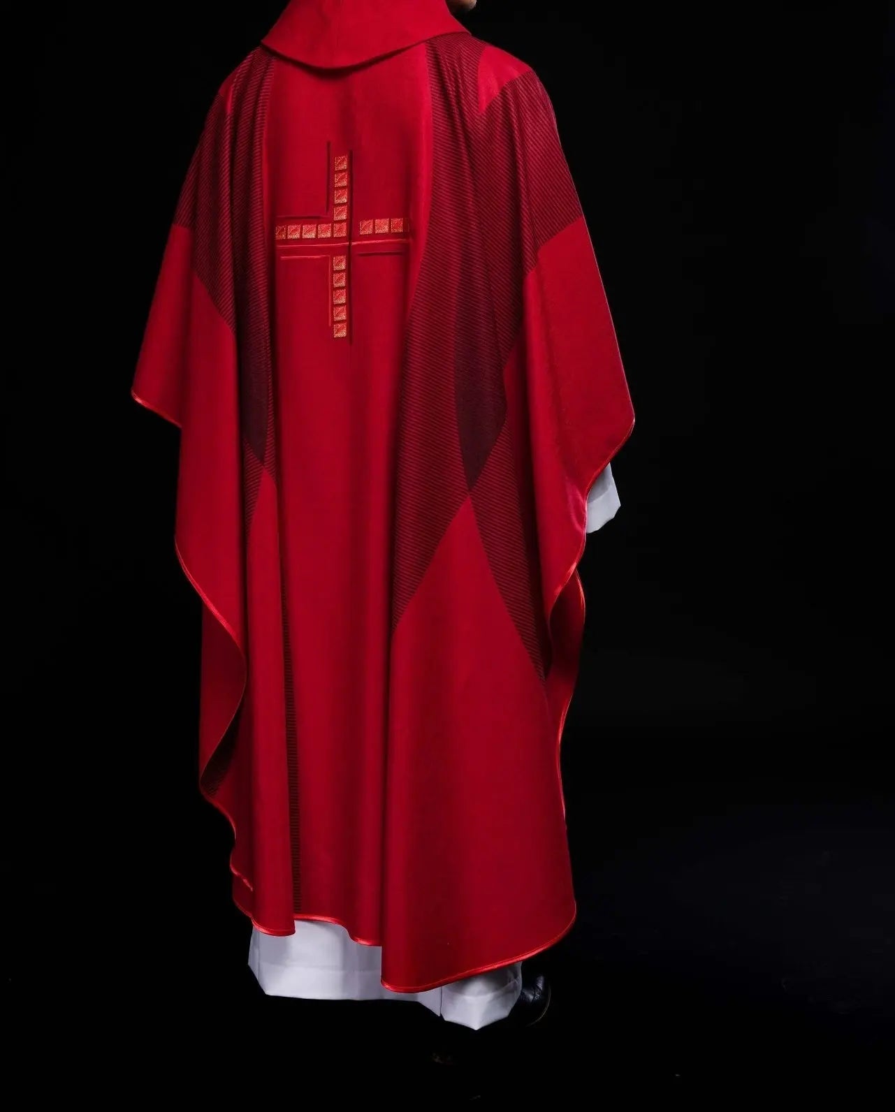 Red chasuble with cross