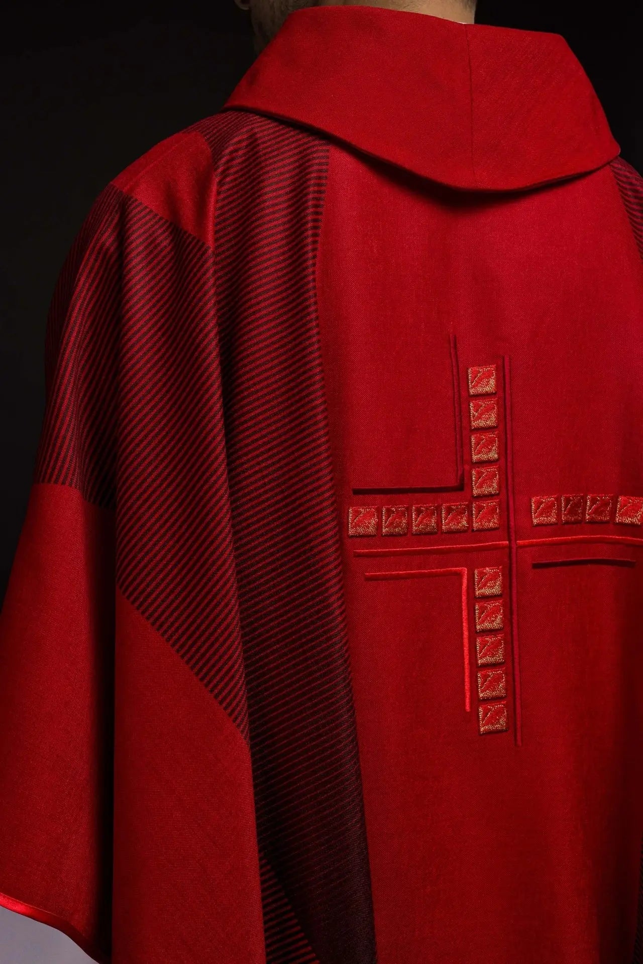 Red chasuble with cross