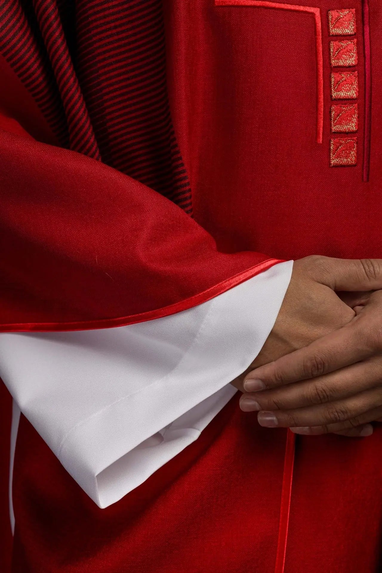Red chasuble with cross
