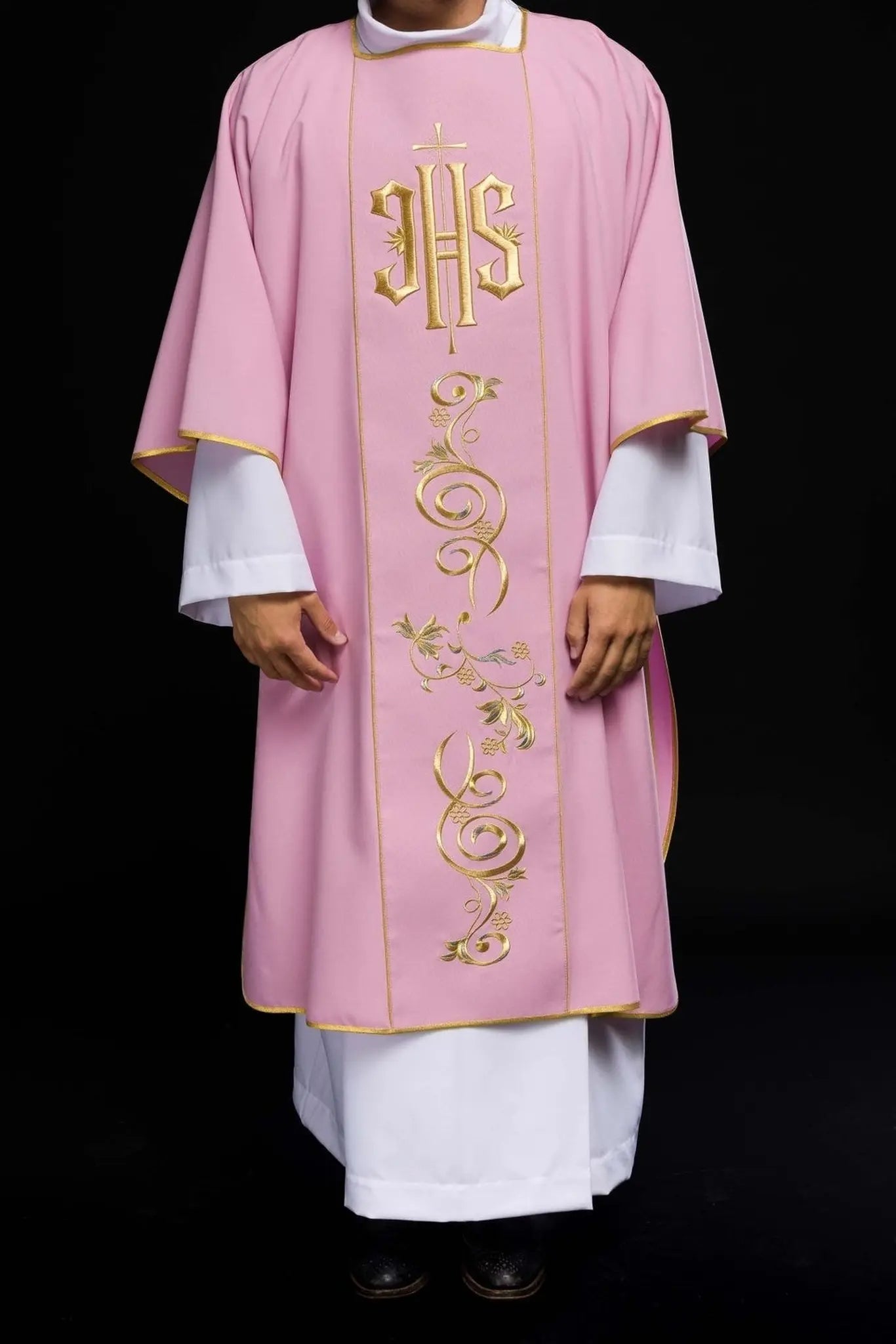 Pink Dalmatic with Embroidered IHS Band