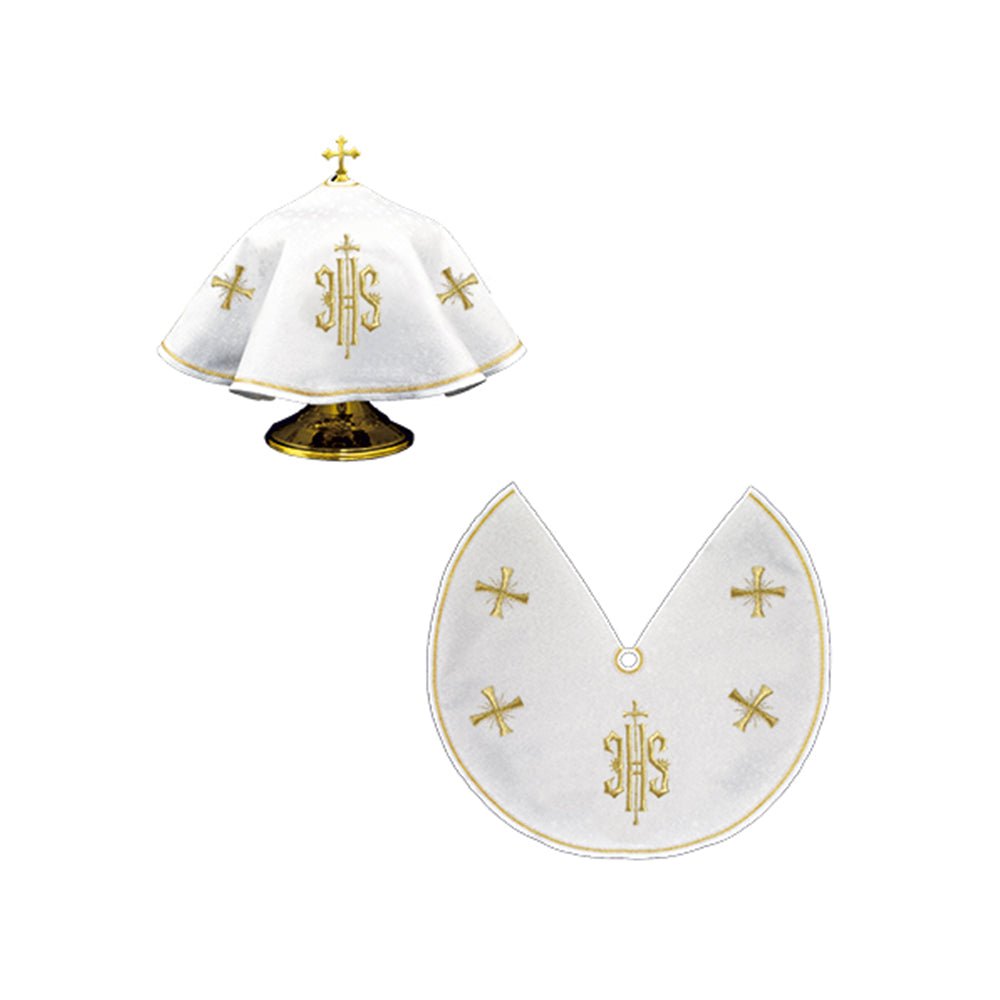 Delikatnie zdobiony welon na puszkę z motywem IHS