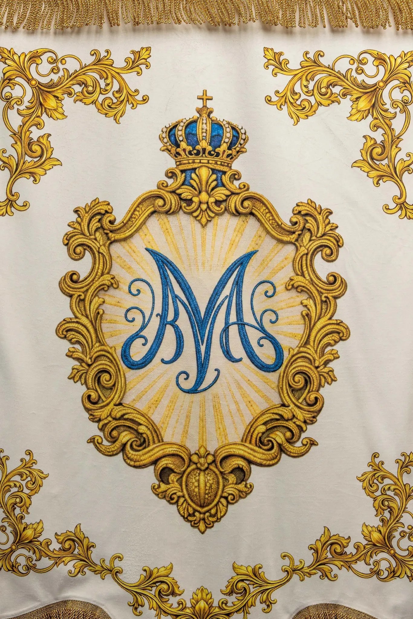 Double-sided Marian Banner with Immaculate Heart and Monogram - HAFTINA ATELIER