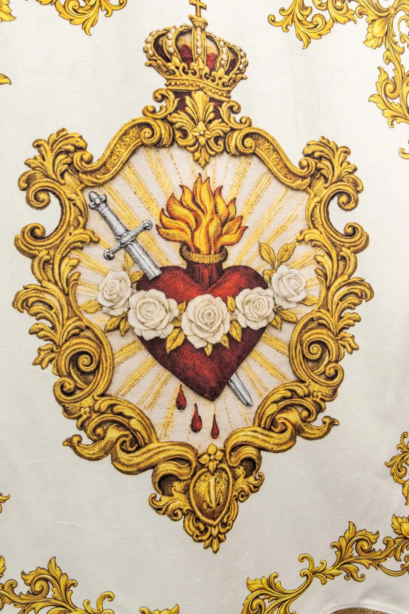 Double-sided Marian Banner with Immaculate Heart and Monogram - HAFTINA ATELIER