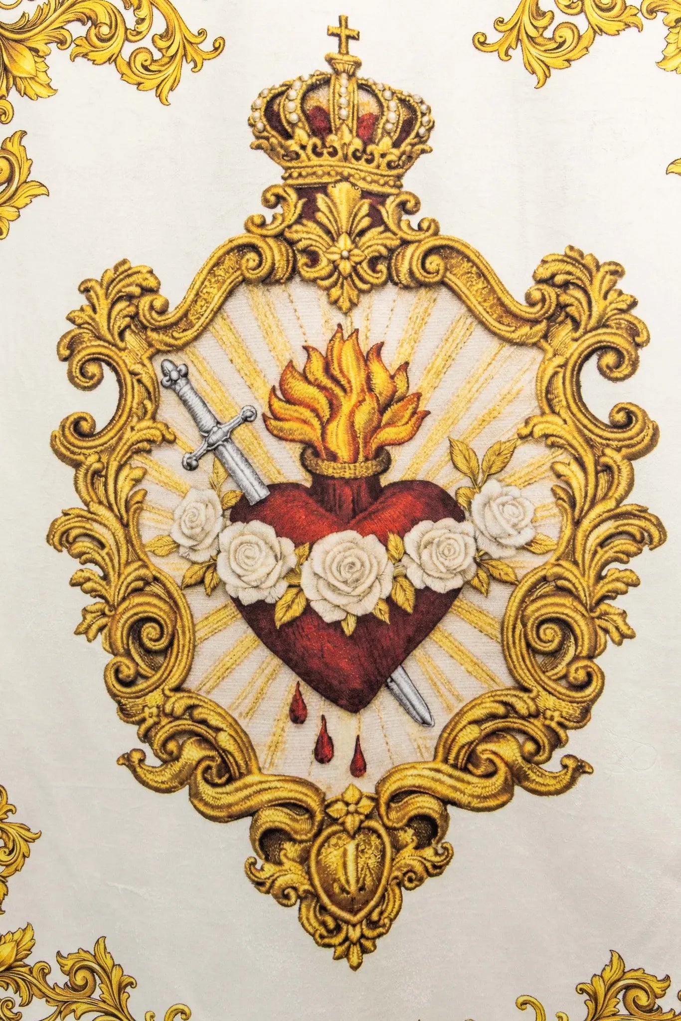 Double-sided Marian Banner with Immaculate Heart and Monogram - HAFTINA ATELIER
