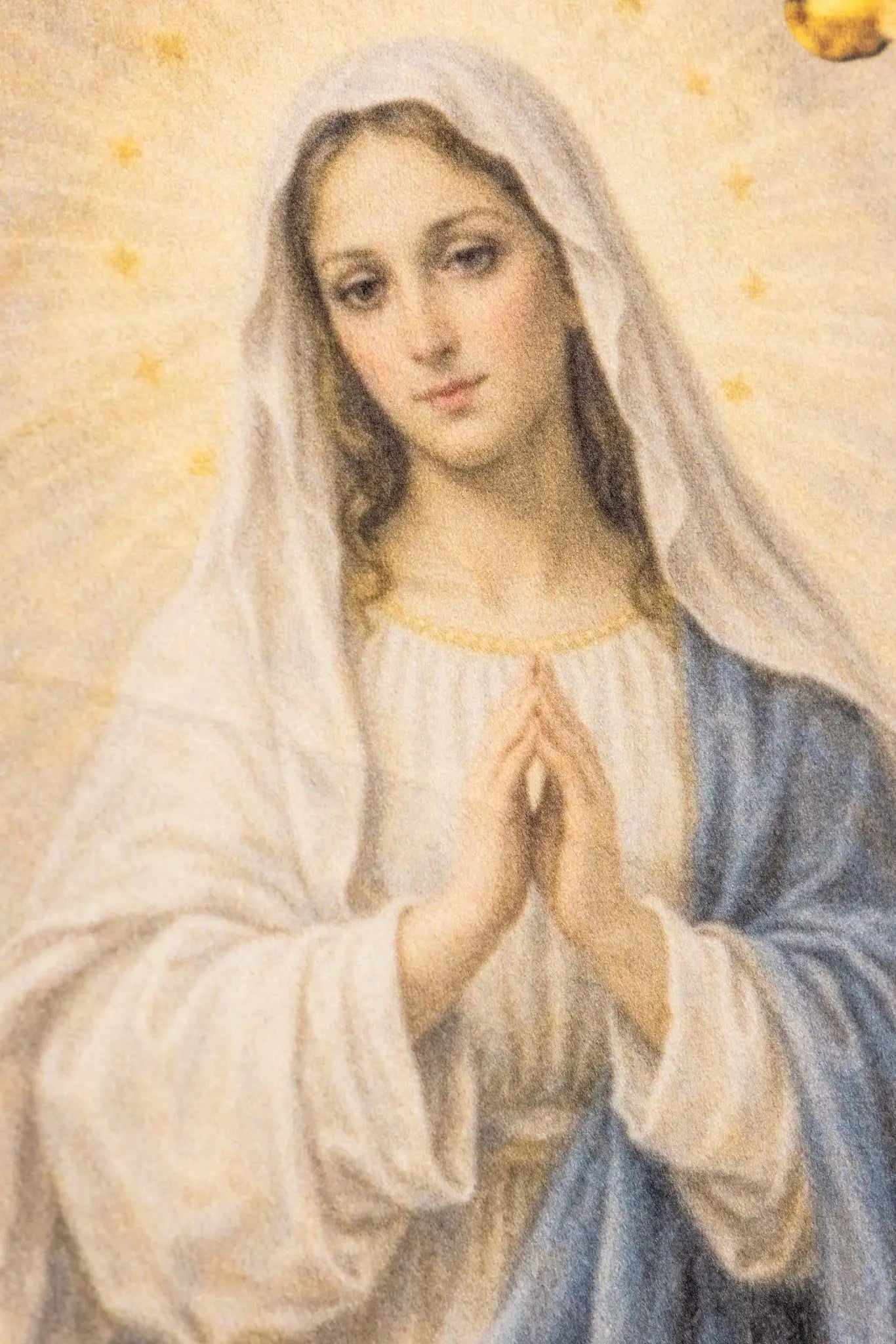 Double-sided Printed Processional Banner: Our Lady of the Immaculate Conception and Marian Monogram - HAFTINA ATELIER