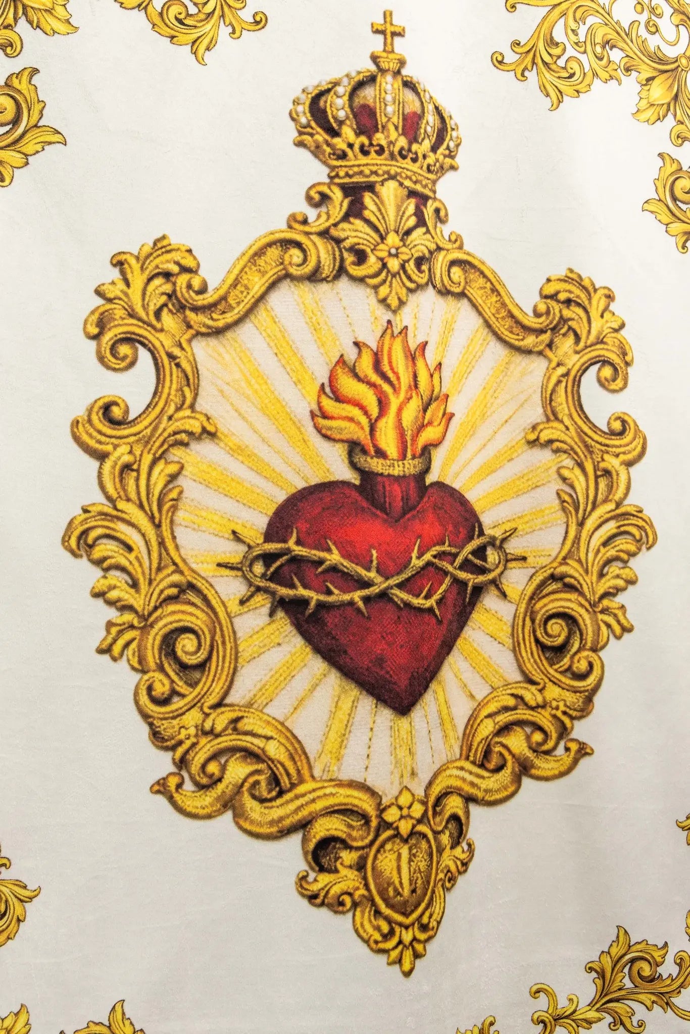 Double-sided Printed Processional Banner with Sacred Heart of Jesus and IHS - HAFTINA ATELIER
