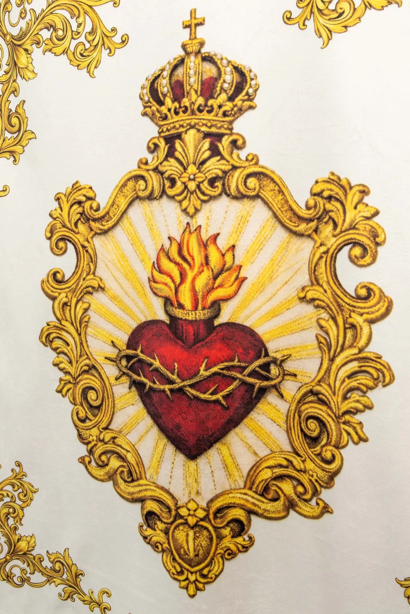Double-sided Printed Processional Banner with Sacred Heart of Jesus and IHS - HAFTINA ATELIER