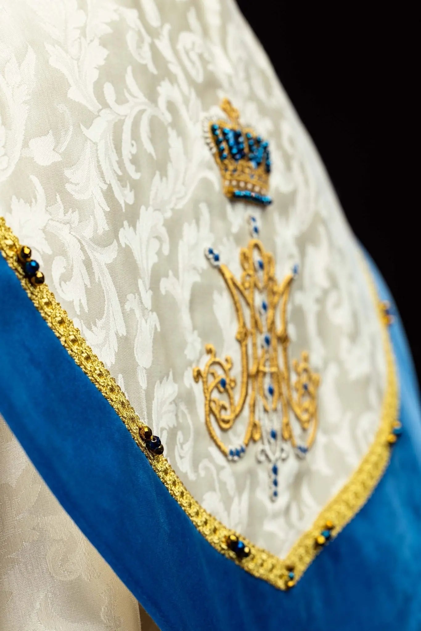 Ecru Marian Cope with Natural Stones, Handmade - HAFTINA ATELIER
