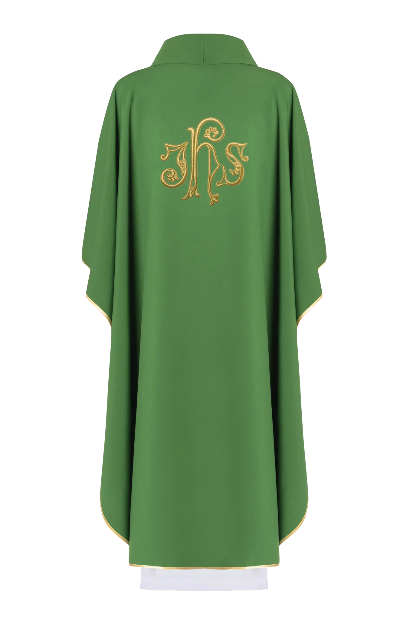Embroidered chasuble with IHS symbol Green - HAFTINA ATELIER