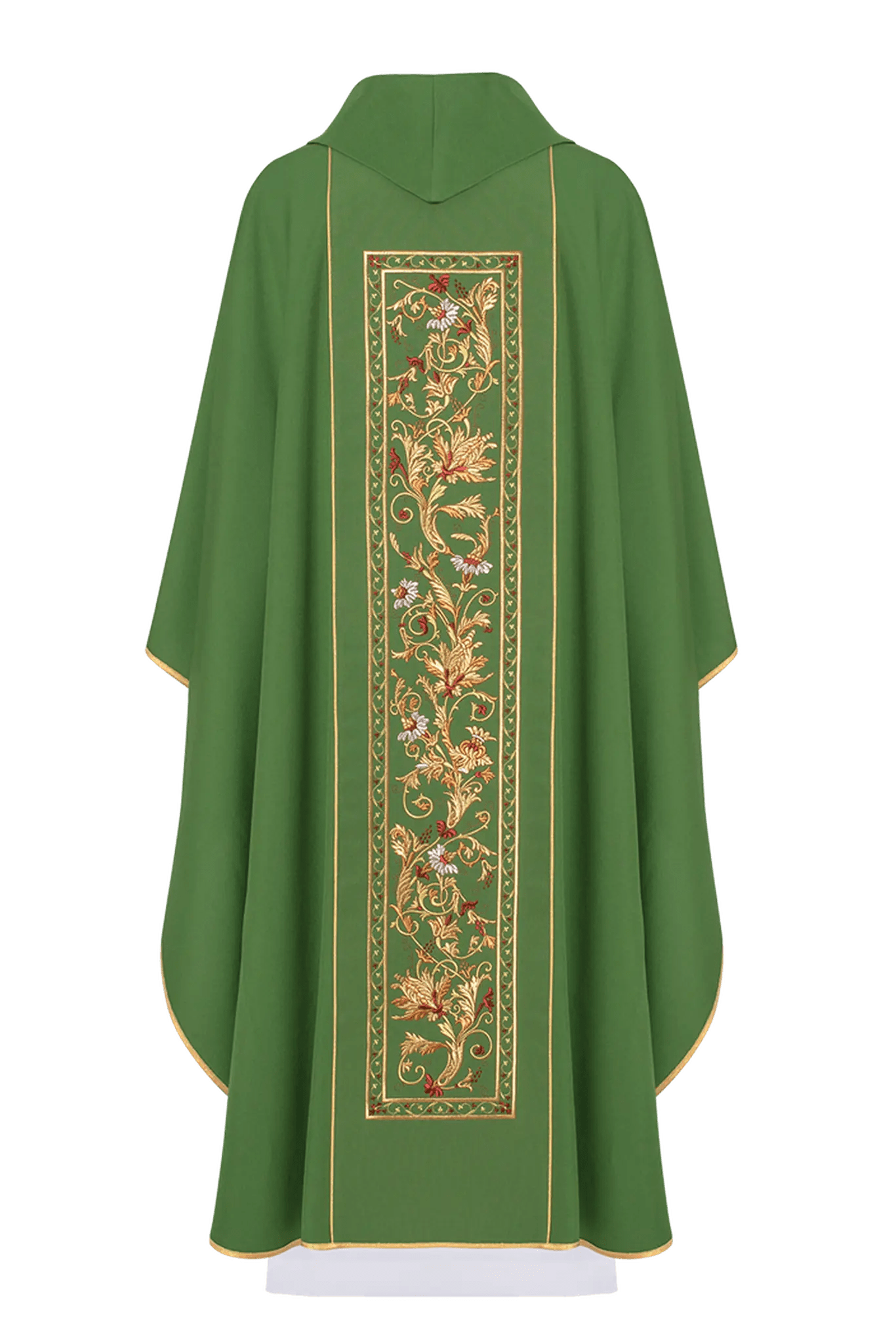 Embroidered chasuble with IHS symbol Green richly decorated - HAFTINA ATELIER
