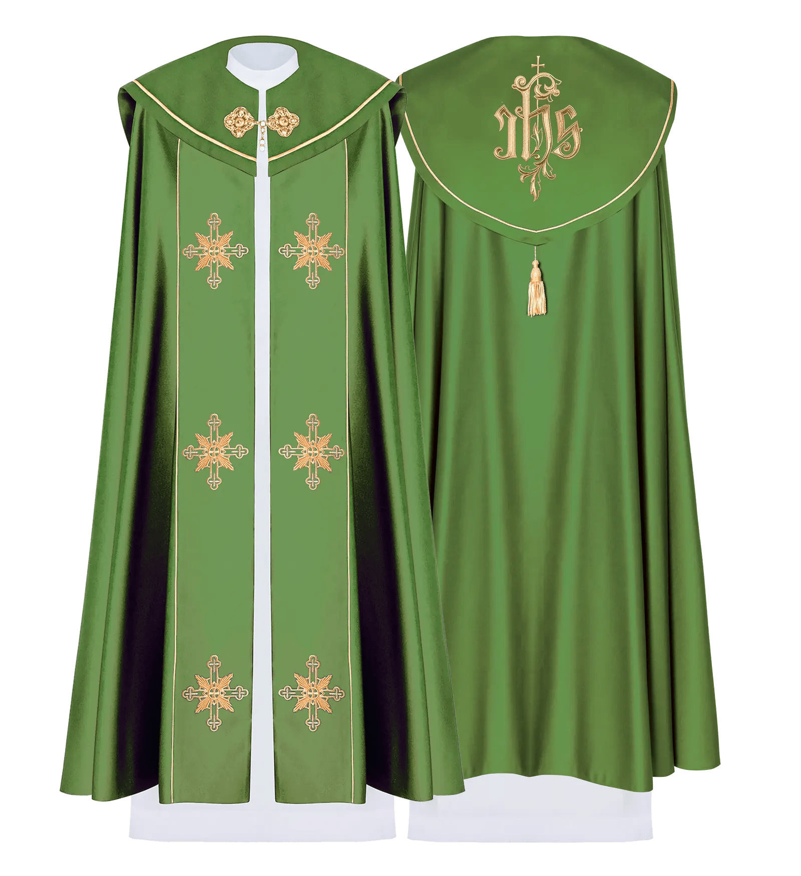 Eucharistic cape monogram IHS Green - HAFTINA ATELIER