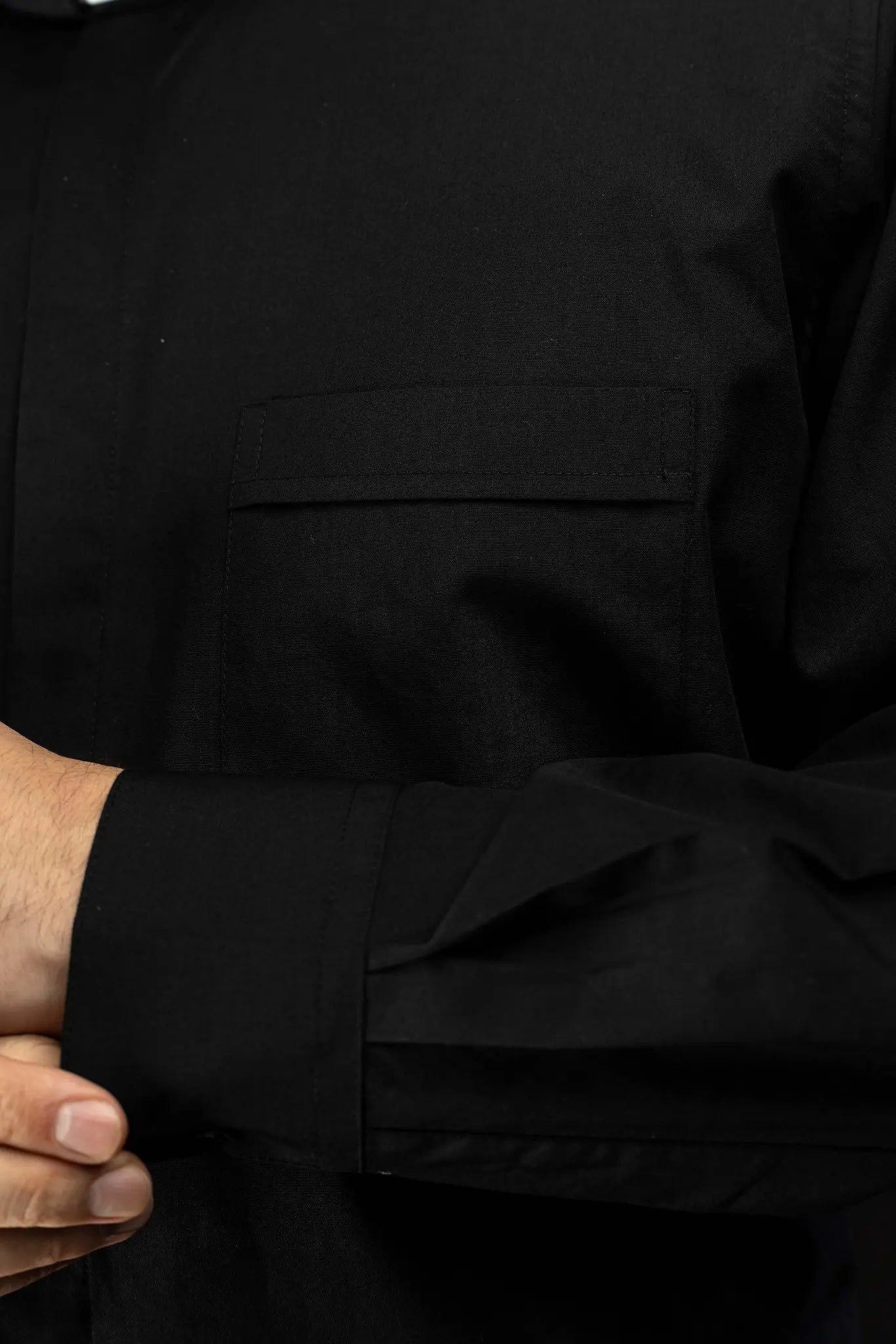 Rzymska Koszula kapłańska Czarny z długim rękawem i kołnierzykiem