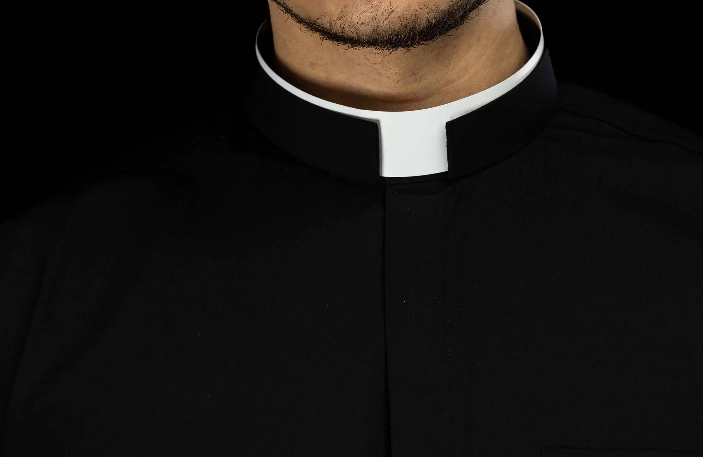Rzymska Koszula kapłańska Czarny z długim rękawem i kołnierzykiem