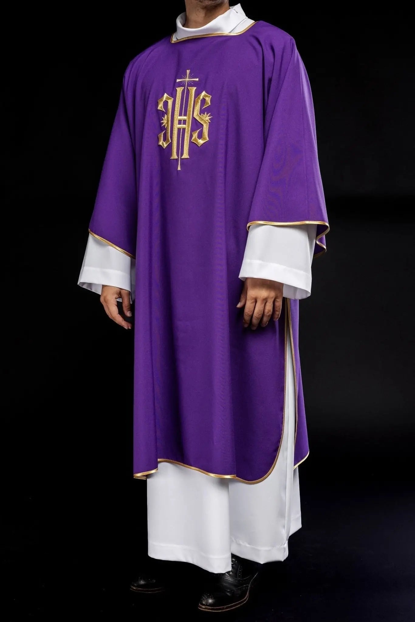 Purple Dalmatian with embroidered gold IHS