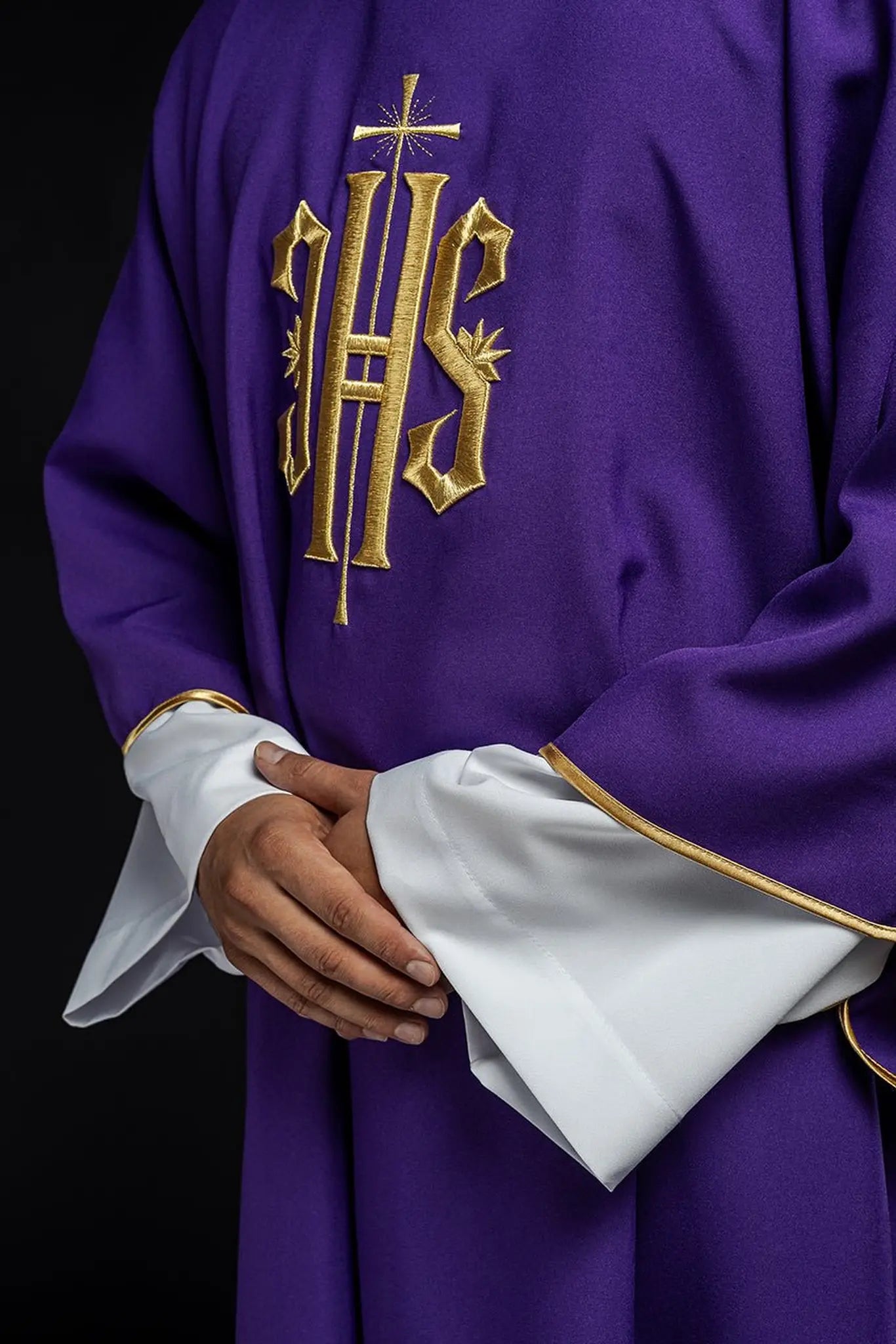 Purple Dalmatian with embroidered gold IHS