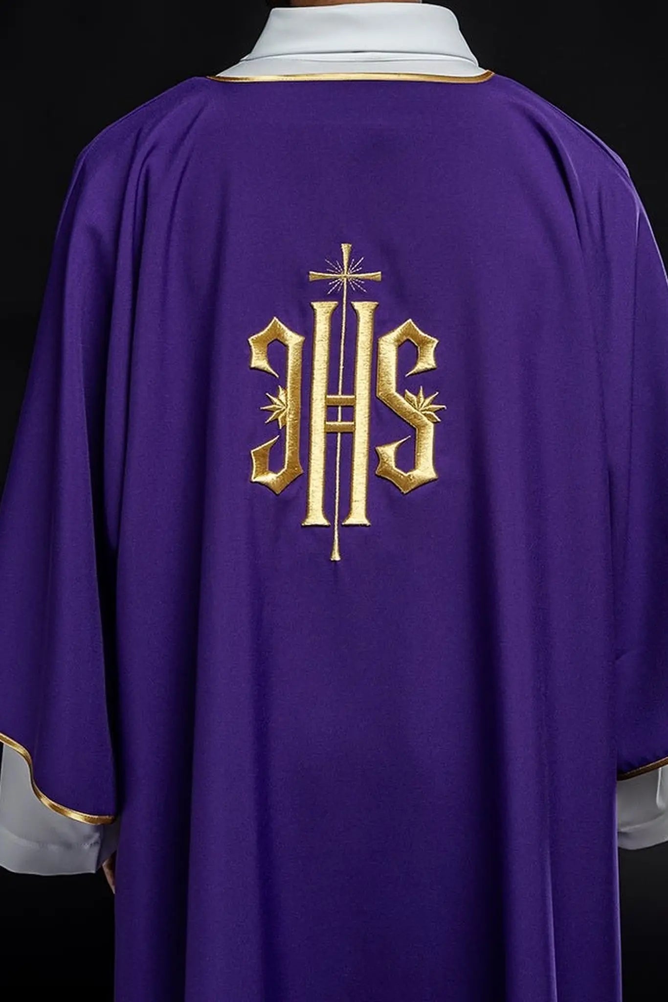 Purple Dalmatian with embroidered gold IHS