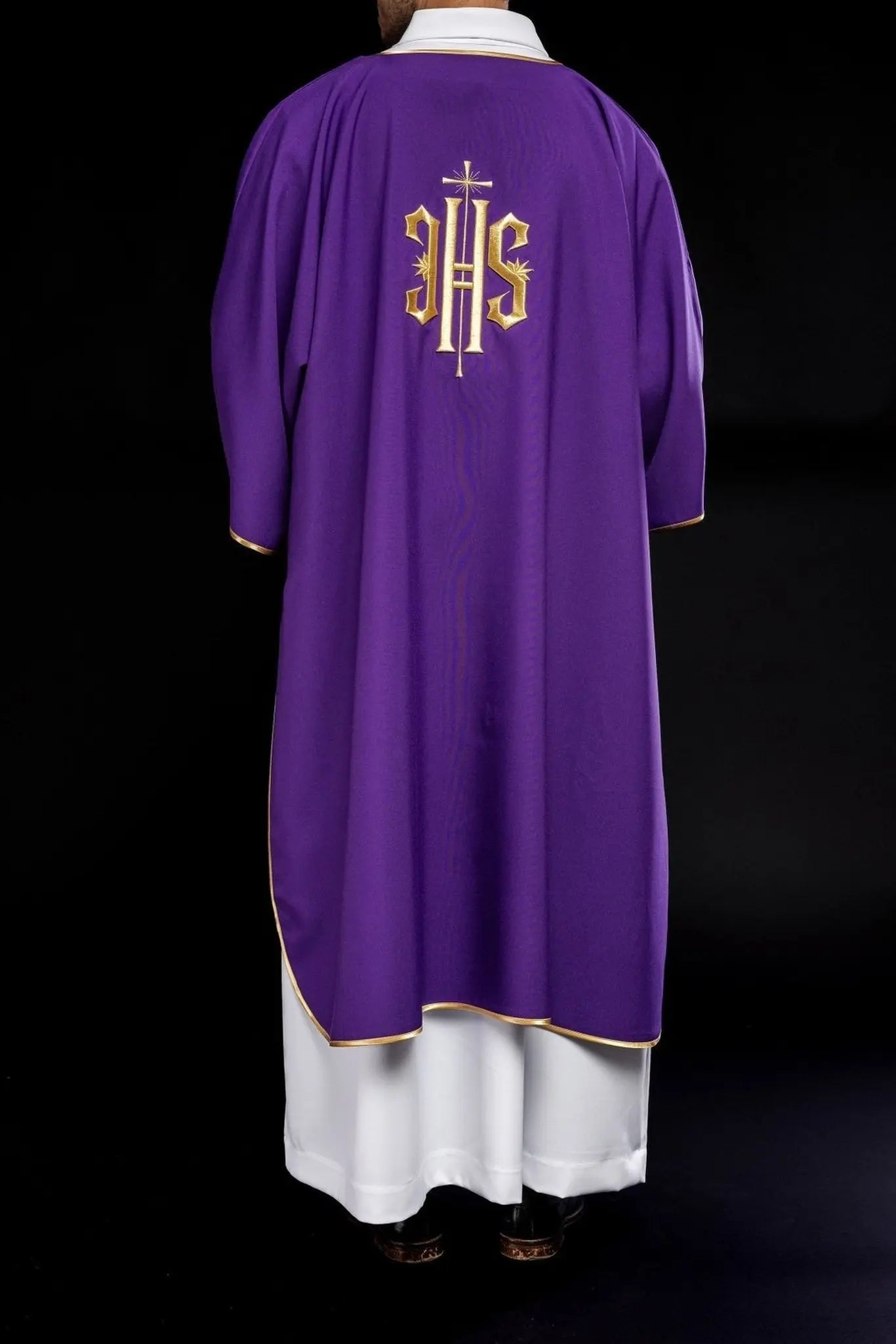 Purple Dalmatian with embroidered gold IHS