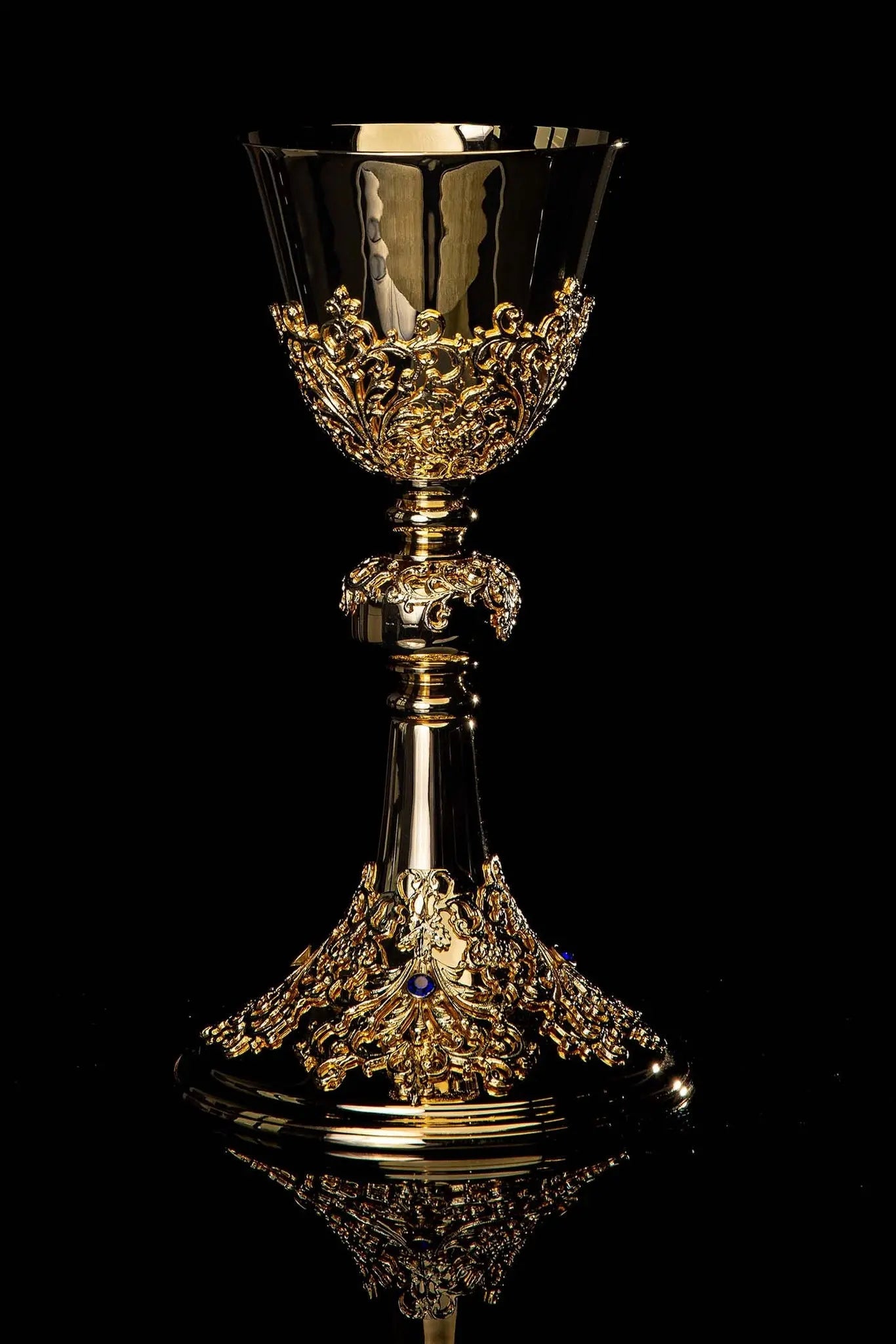 Handmade Gold-Plated Chalice with Imitation Sapphires - HAFTINA ATELIER