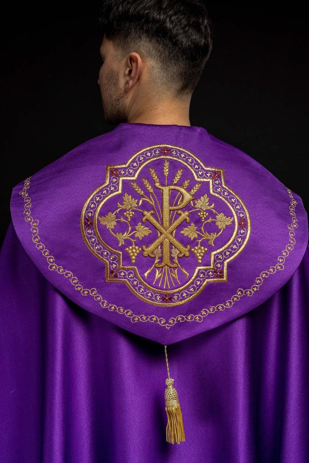 Kapa eucharystyczna monogram PX w kolorze fioletowym