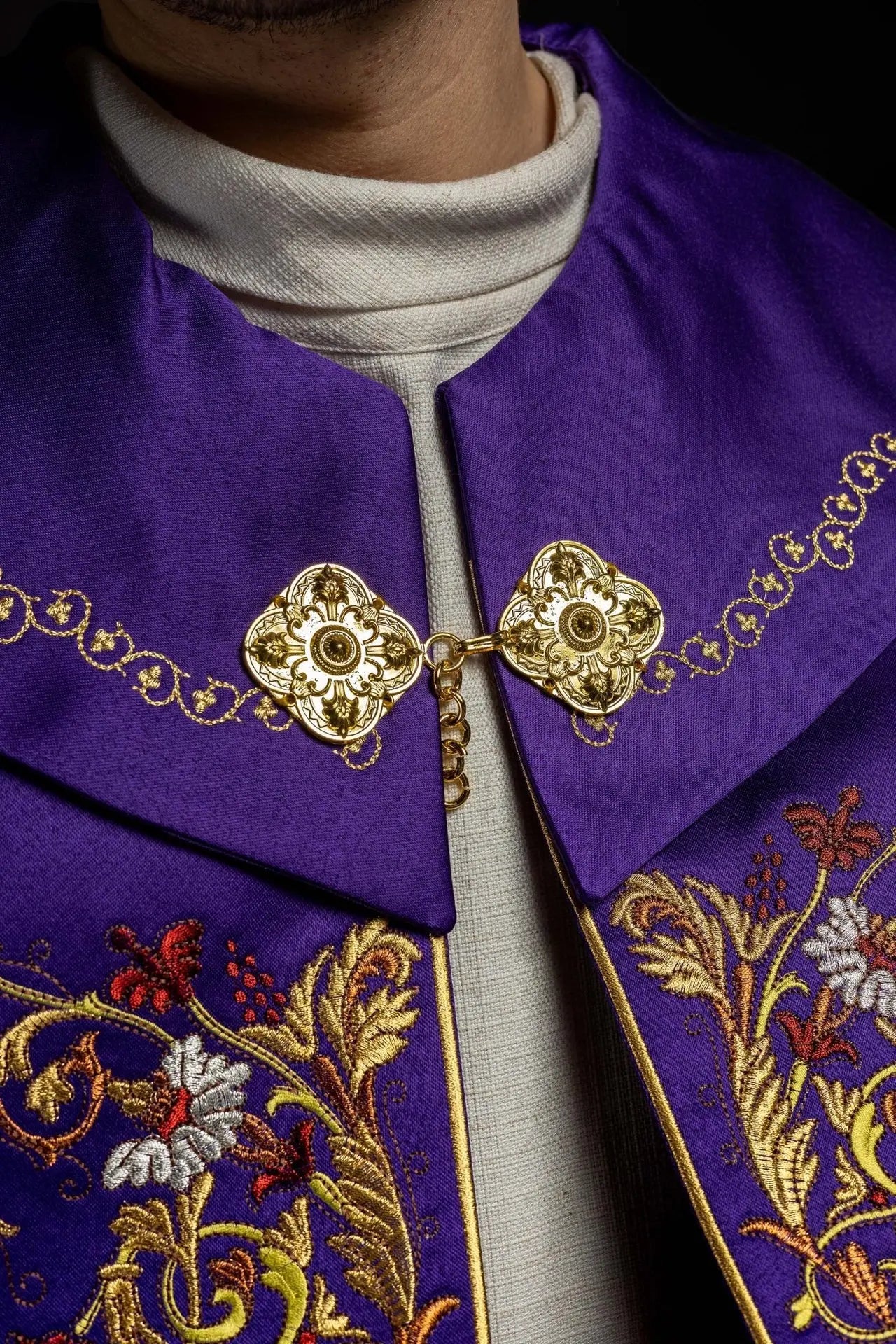 Eucharistic cape with richly decorated monogram in purple