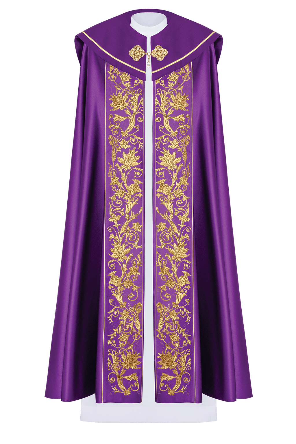 Kapa liturgiczna z haftowanym kielichem w kolorze fioletowym