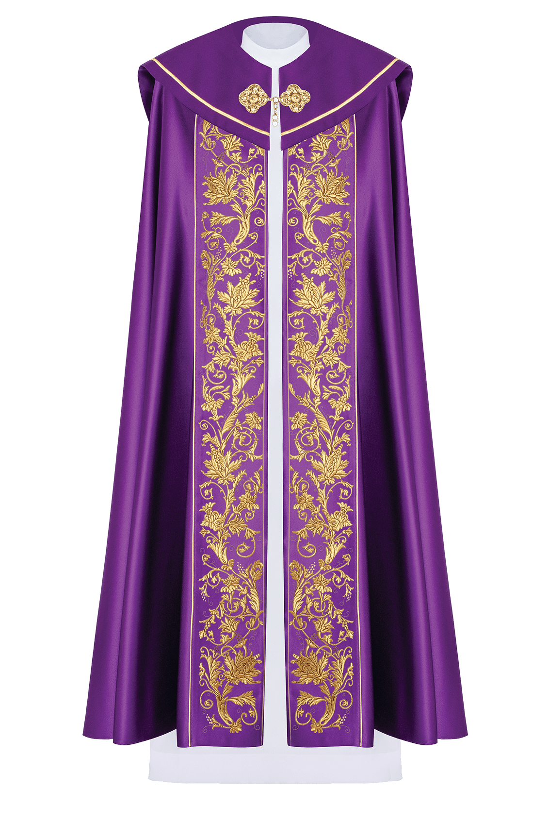 Kapa liturgiczna z haftowanym kielichem w kolorze fioletowym