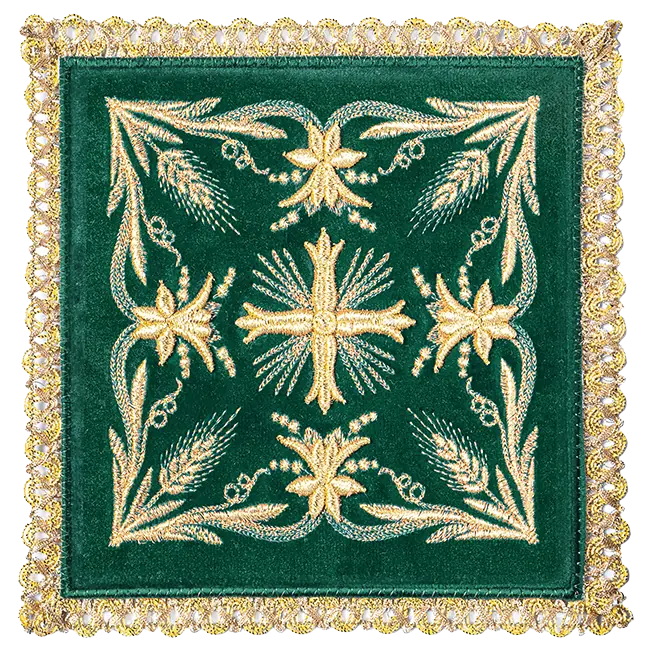 Chalice linen green velvet with cross