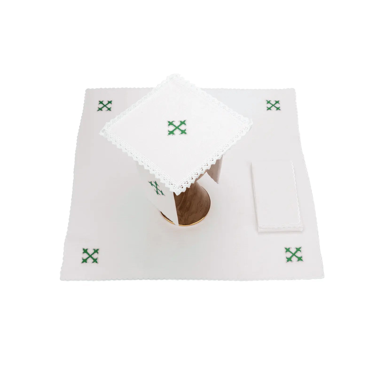 Linen chalice linen with green cross - HAFTINA ATELIER