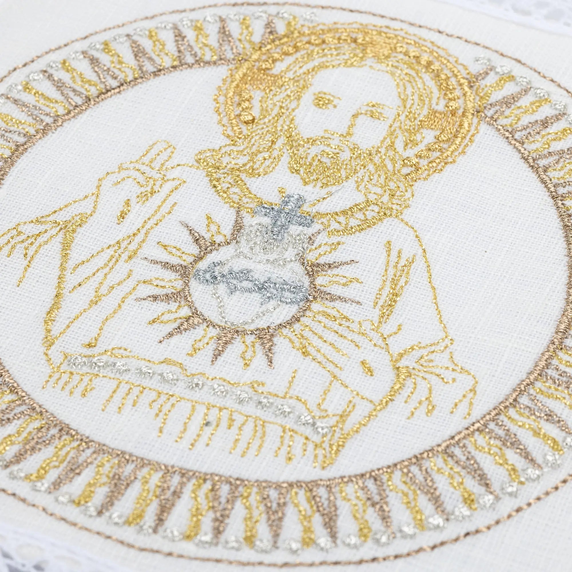 Linen embroidered chalice linen - HAFTINA ATELIER