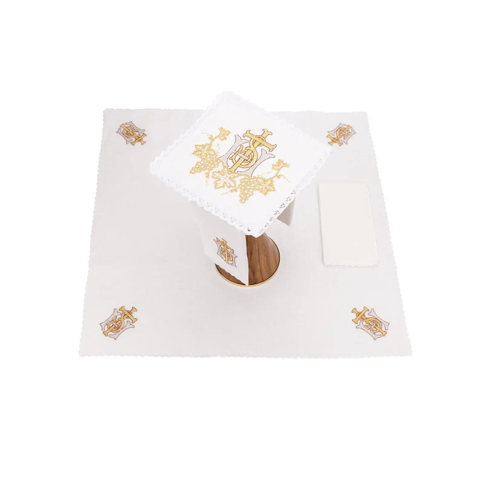 Linen chalice linen with delicate gold IHS embroidery