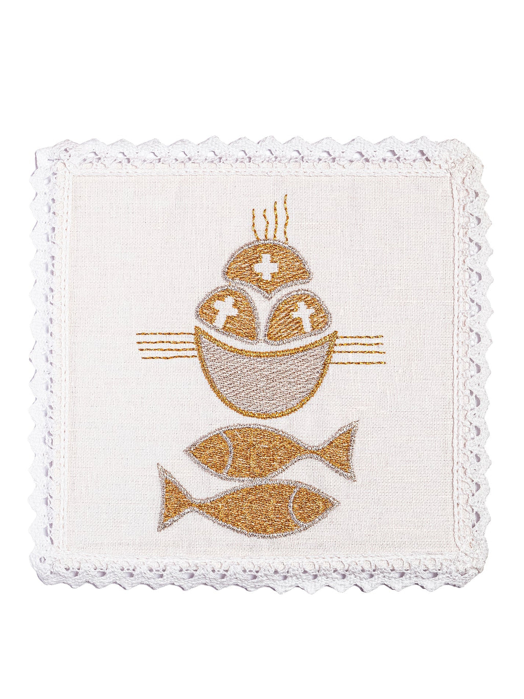 Lniana bielizna kielichowa z motywem ryb