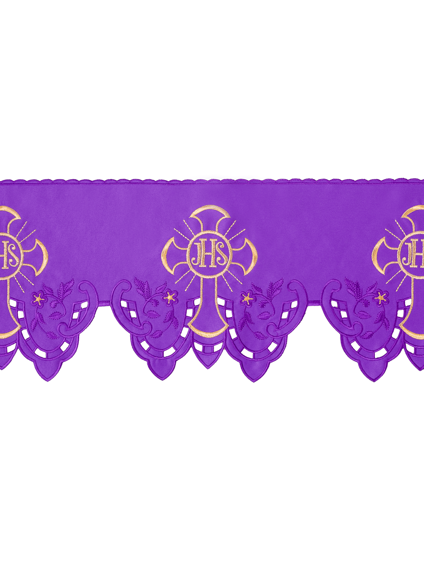 Metraż z haftem czołowym IHS Krzyż Fioletowy