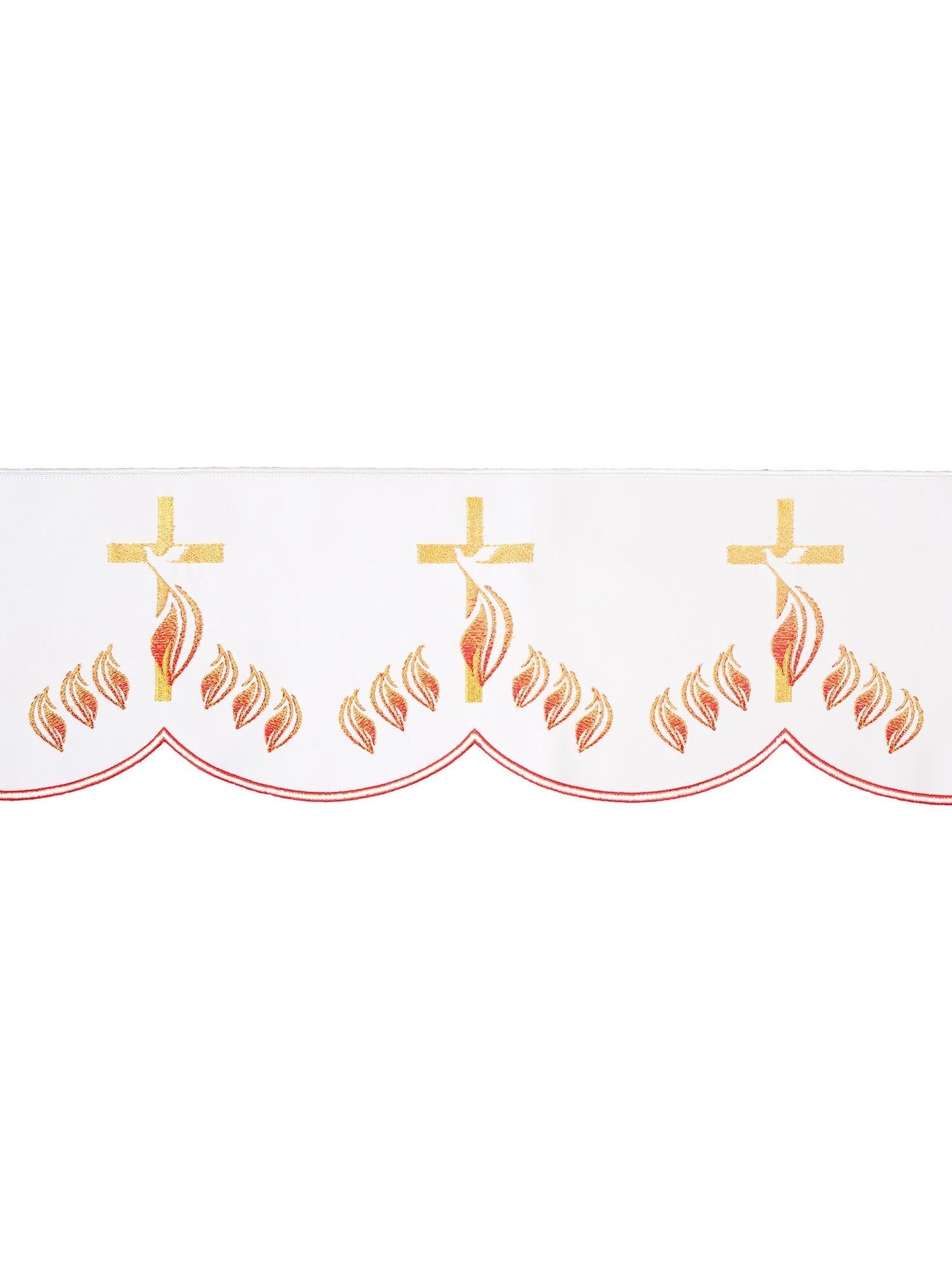 Metraż z haftem czołowym Krzyż z płomieniami Biały