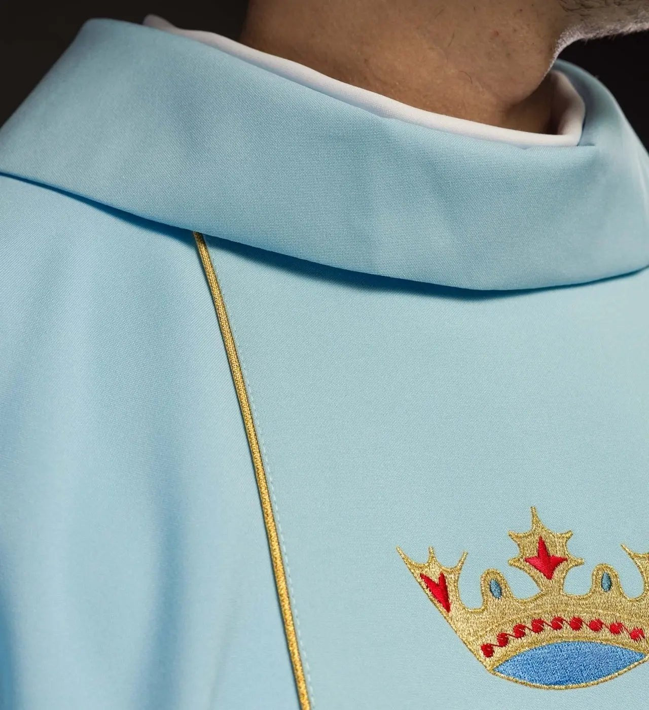 Niebieski ornat liturgiczny maryjny z pasem