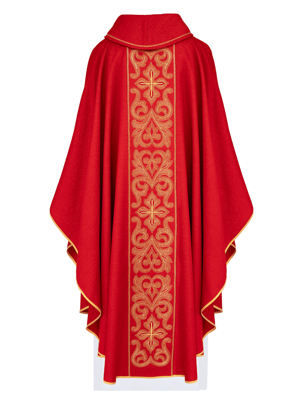 Ornat bogato haftowany z krzyżami Czerwony