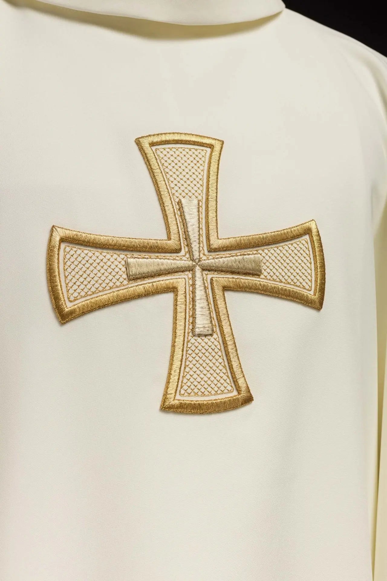 IHS ecru embroidered chasuble
