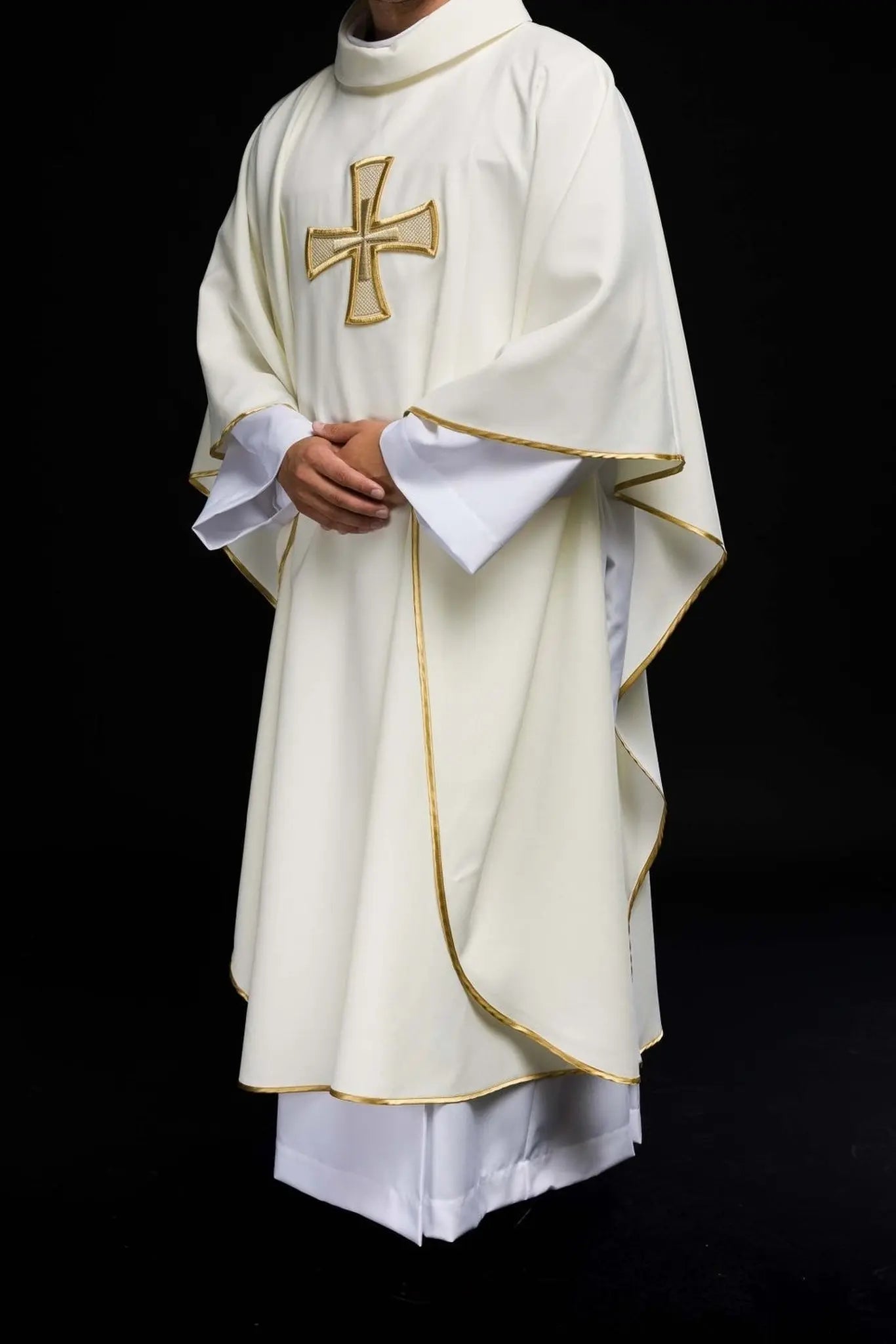IHS ecru embroidered chasuble