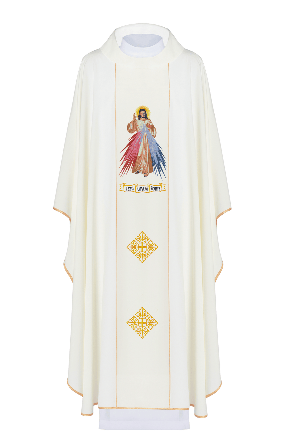 Ornat Haftowany Jezus Miłosierny i IHS ecru