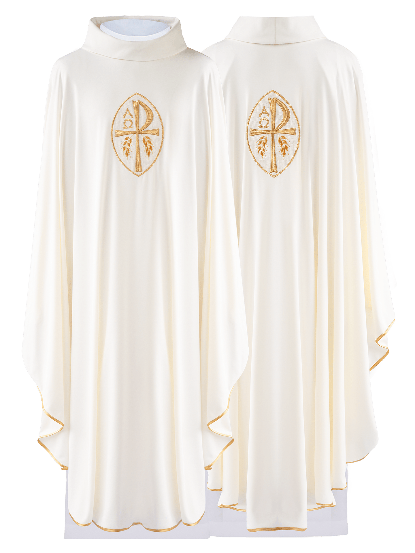 Ornat haftowany Krzyż ecru lekka dzianina SACROLITE