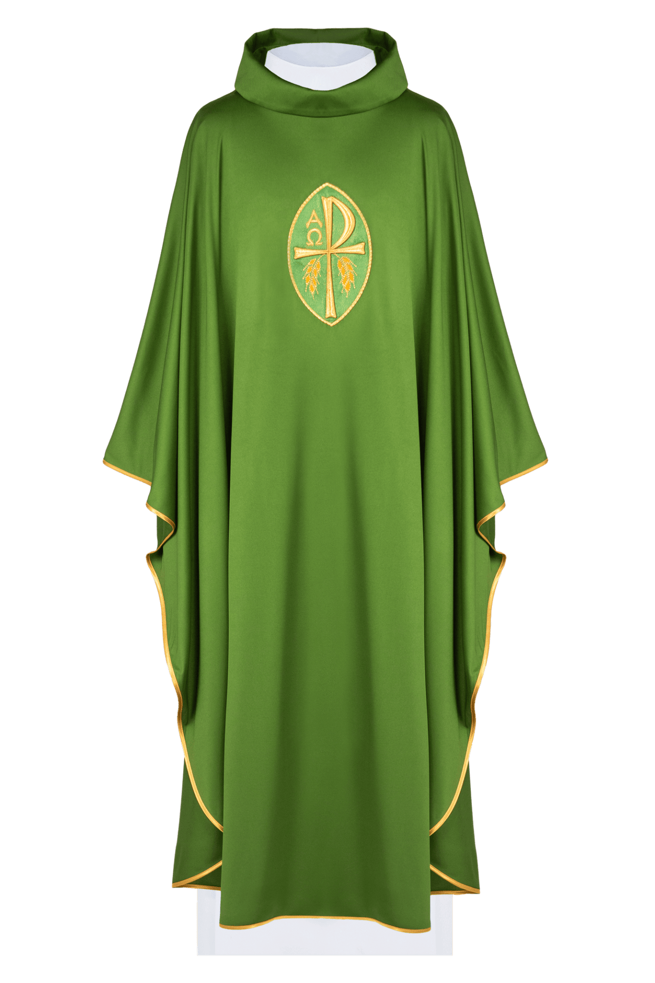 Ornat haftowany Krzyż zielony lekka dzianina SACROLITE
