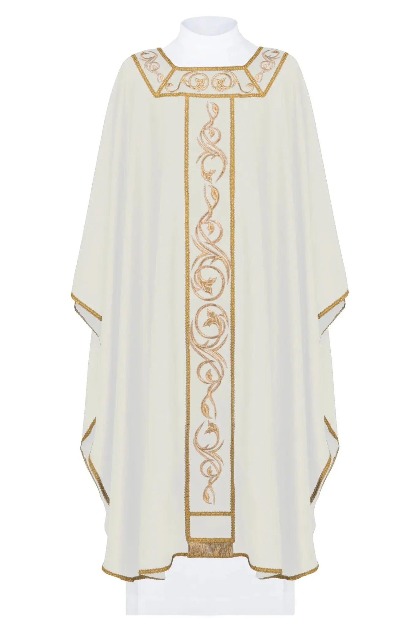 Chasuble embroidered on lightweight fabric with gold embellishments